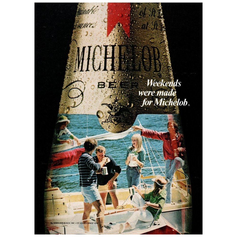 1979 Michelob Beer Vintage Print Ad Weekends Were Made For Sailing Sailboat Art